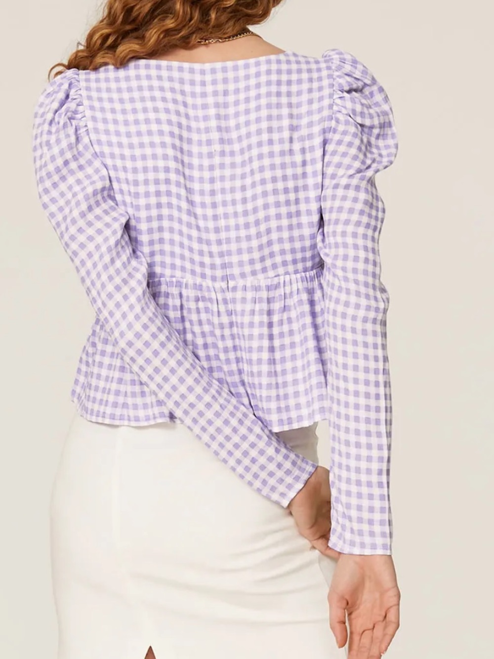 AFRM REVOLVE Lavender Gingham Hough Top - Picture 3 of 10